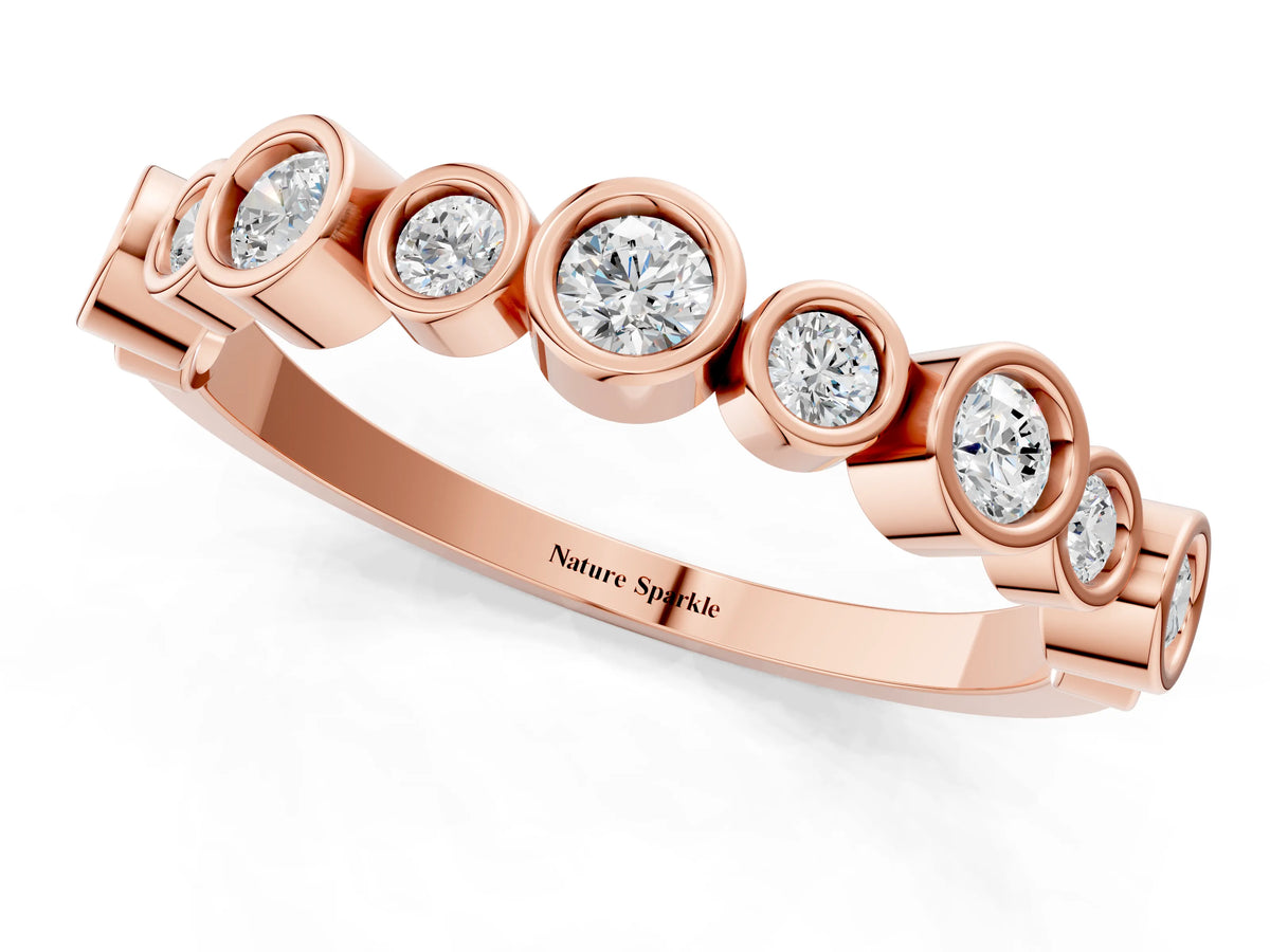 Rose gold Bezel Set Round Diamond Half Eternity Band