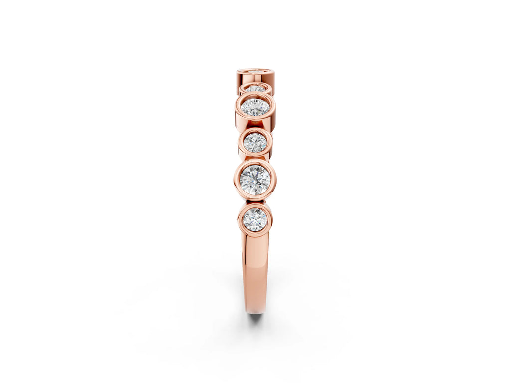 Rose gold Bezel Set Round Diamond Half Eternity Band