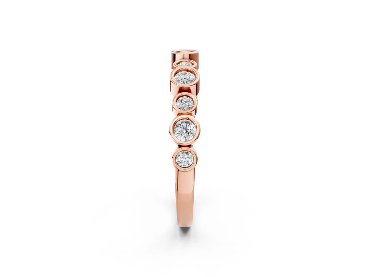 Rose gold Bezel Set Round Diamond Half Eternity Band