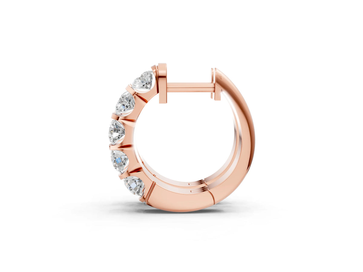 Rose gold Channel-Set Round Diamond Hoop Earrings