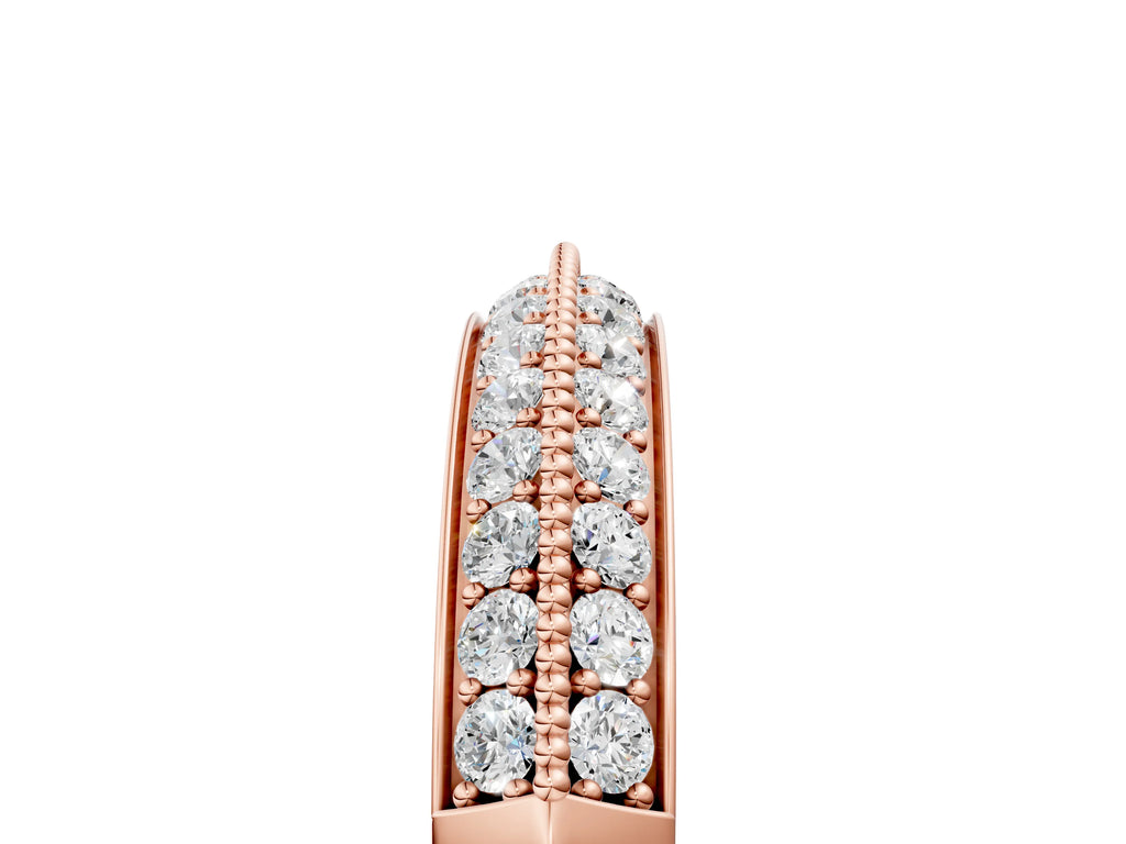 Rose gold Double Row Pavé Round Diamond White Gold Band with Shared Prong Setting
