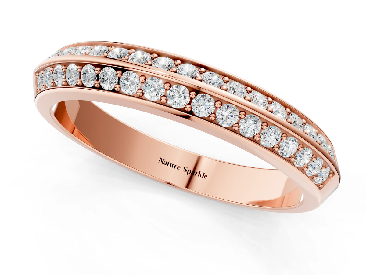 Rose gold Double Row Round Diamond Channel Set Eternity Band
