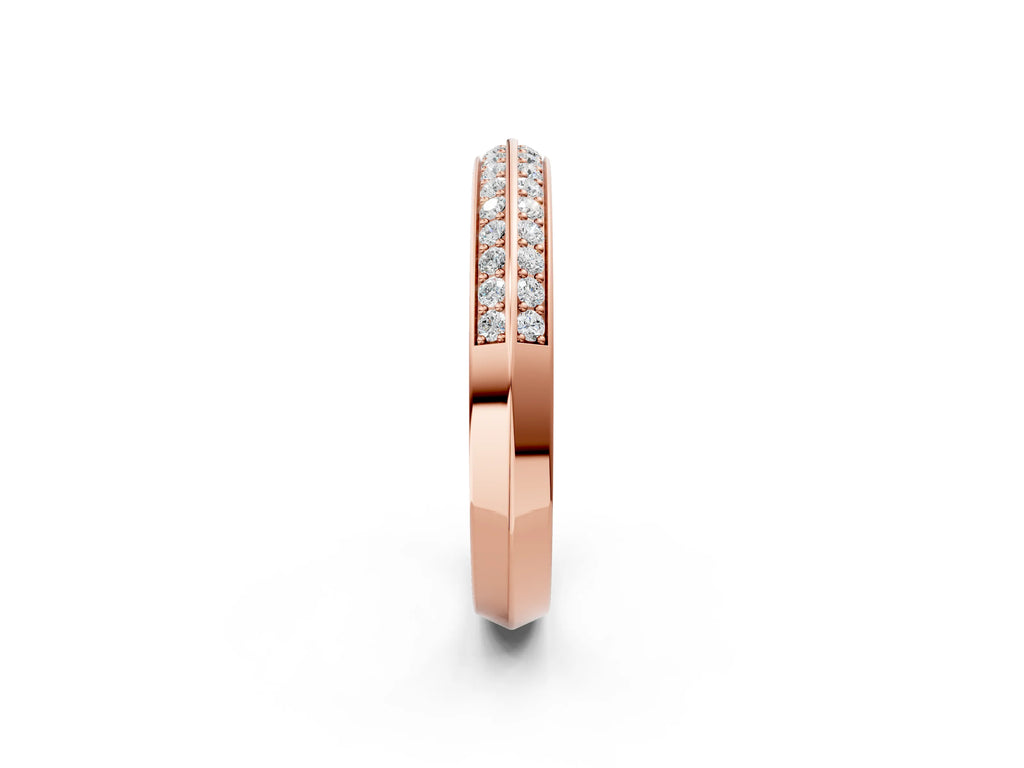 Rose gold Double Row Round Diamond Channel Set Eternity Band
