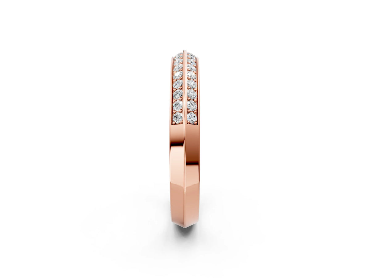 Rose gold Double Row Round Diamond Channel Set Eternity Band