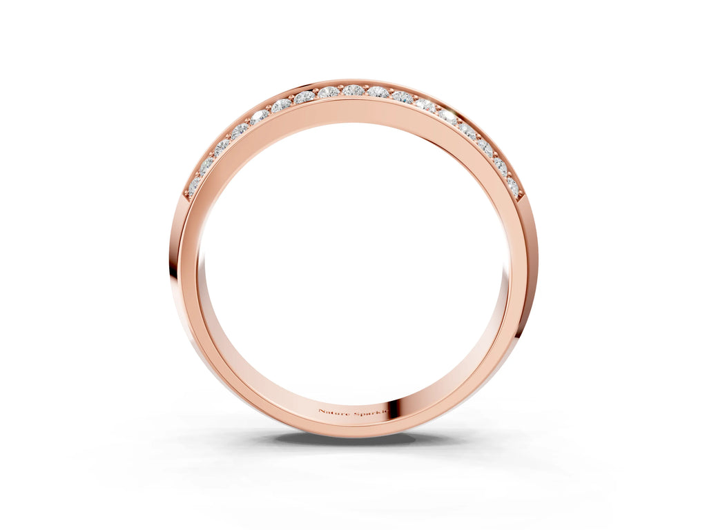 Rose gold Double Row Round Diamond Channel Set Eternity Band