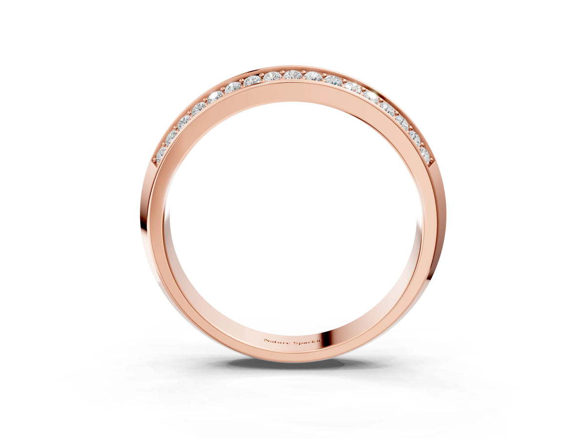 Rose gold Double Row Round Diamond Channel Set Eternity Band