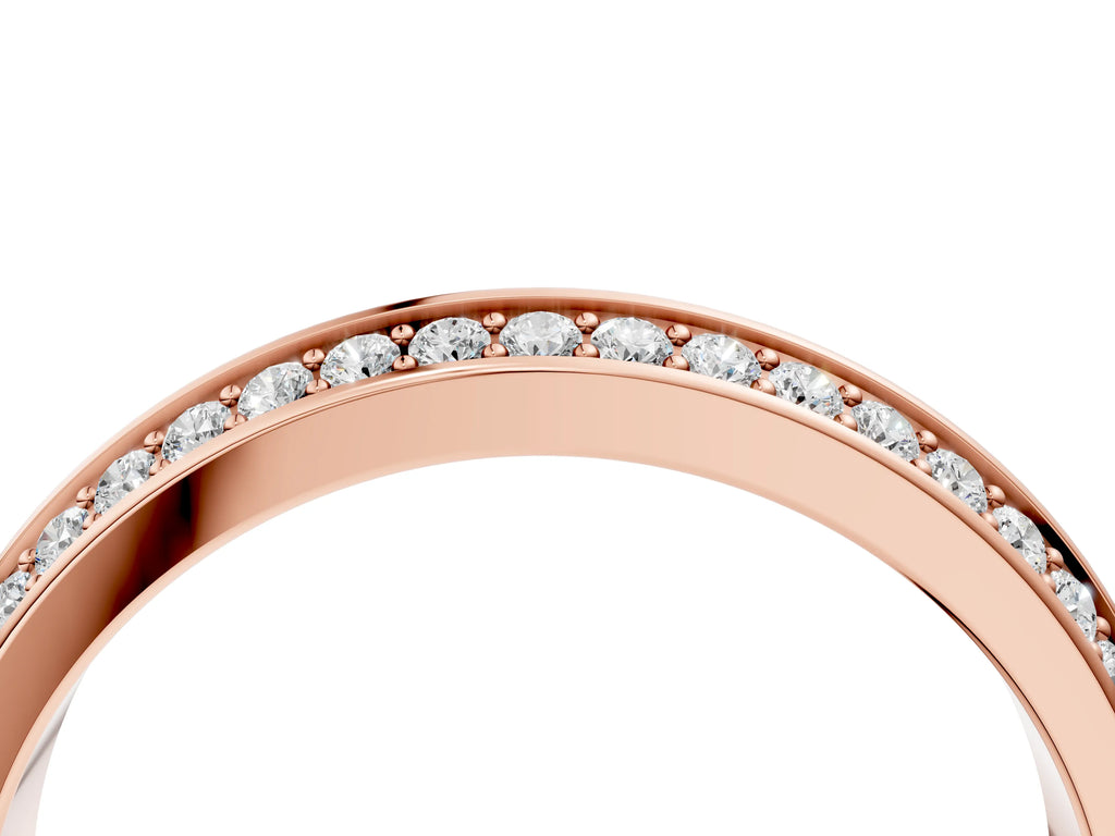 Rose gold Double Row Round Diamond Channel Set Eternity Band