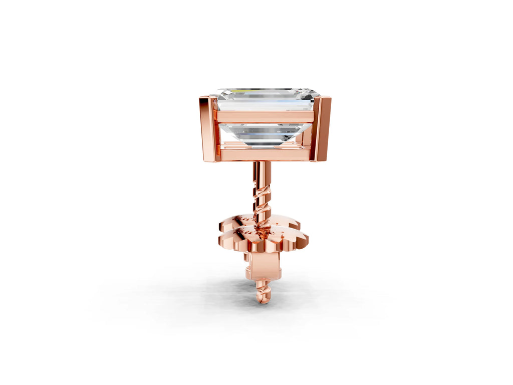 Rose gold Emerald Cut Diamond Stud Earrings