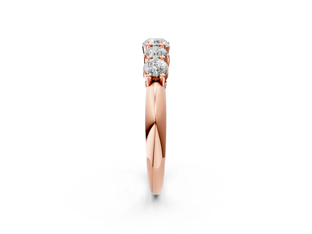 Rose gold Five-Stone Round Brilliant Diamond Prong Set White Gold Band