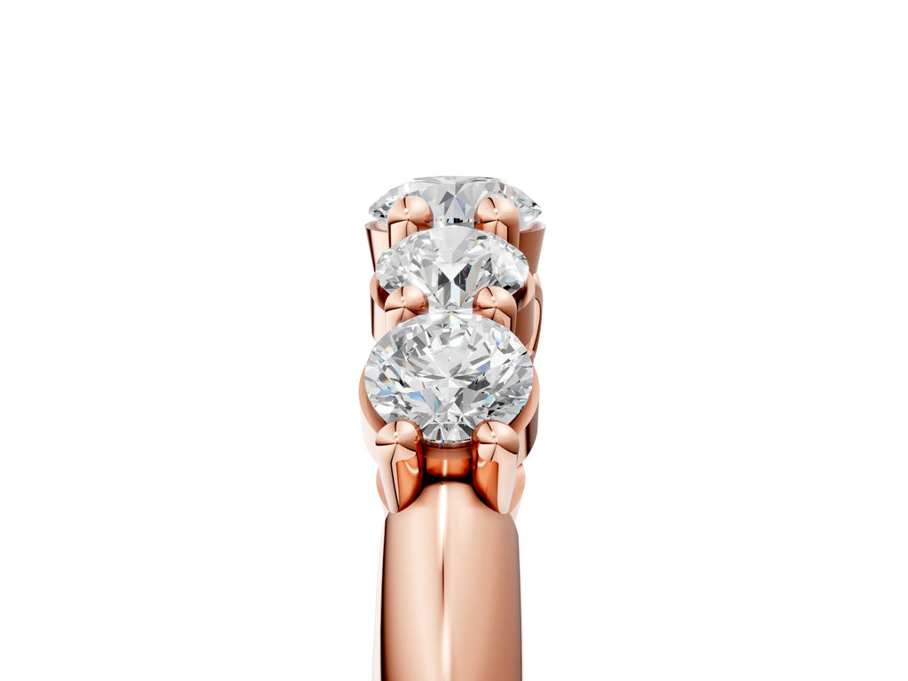 Rose gold Five-Stone Round Brilliant Diamond Prong Set White Gold Band