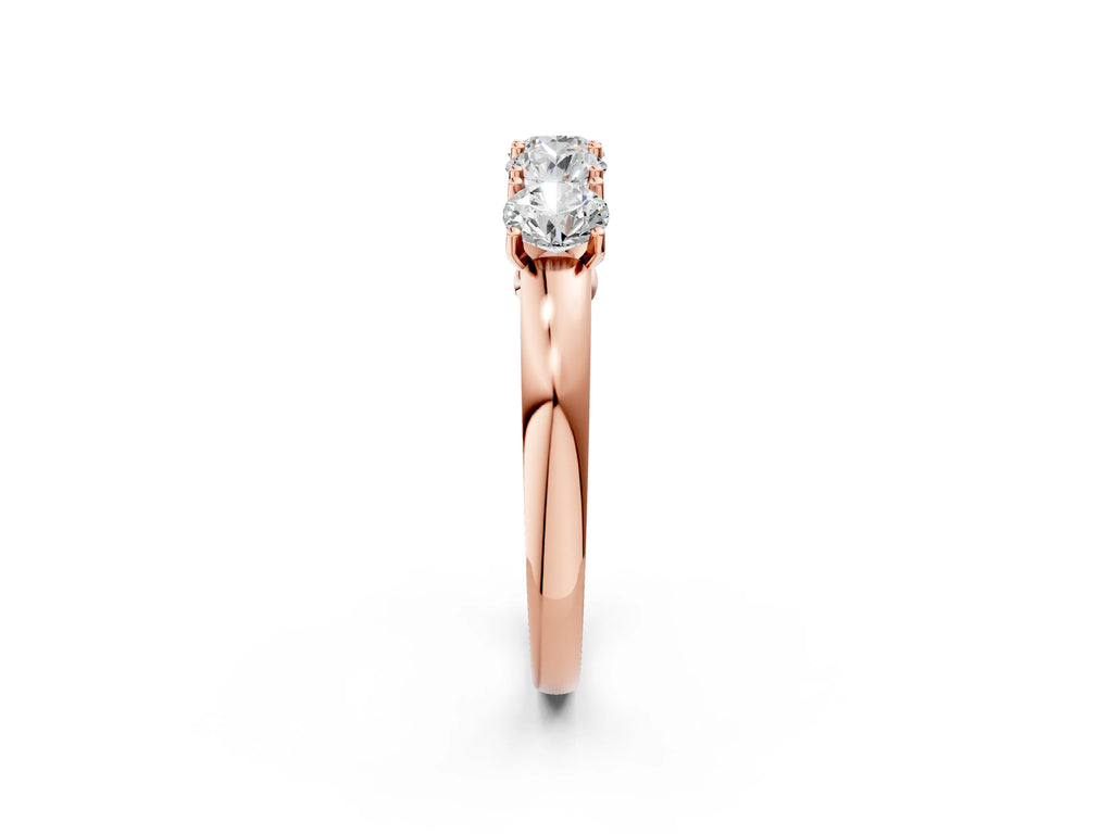 Rose gold Four-Stone Round Cut Diamond Prong-Set White Gold Band