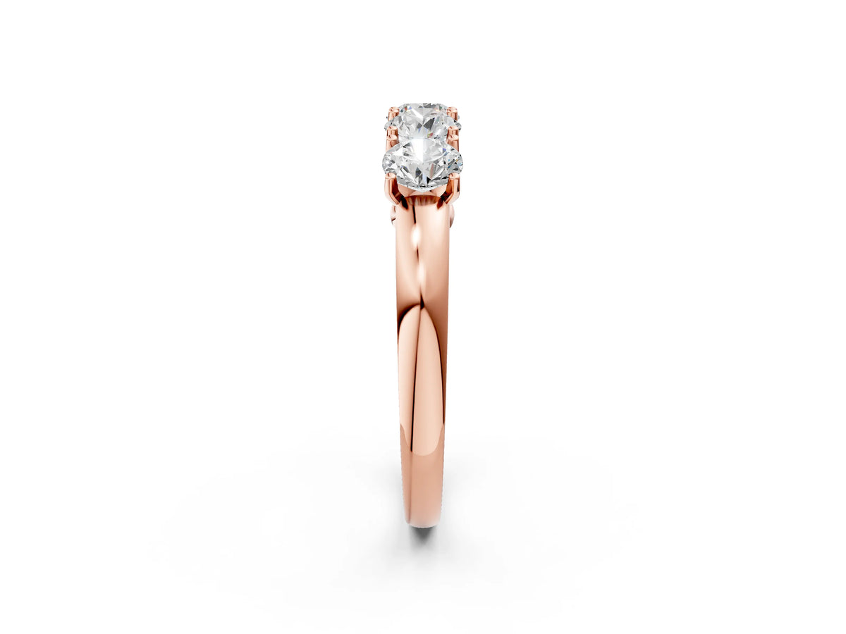 Rose gold Four-Stone Round Cut Diamond Prong-Set White Gold Band