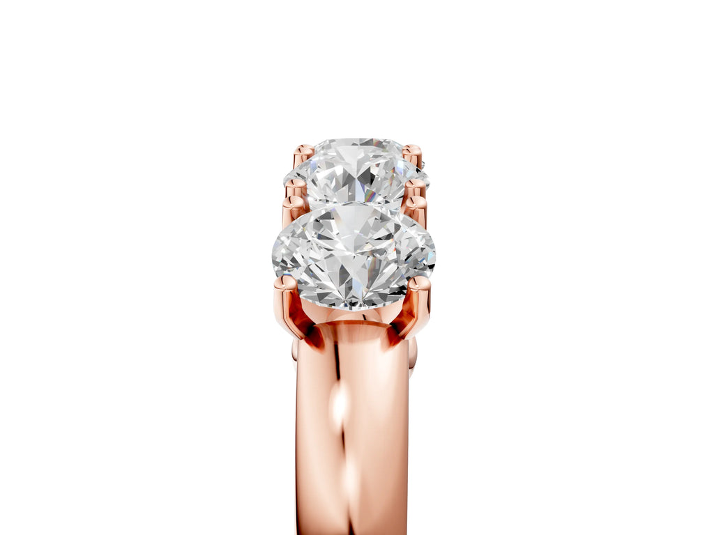 Rose gold Four-Stone Round Cut Diamond Prong-Set White Gold Band