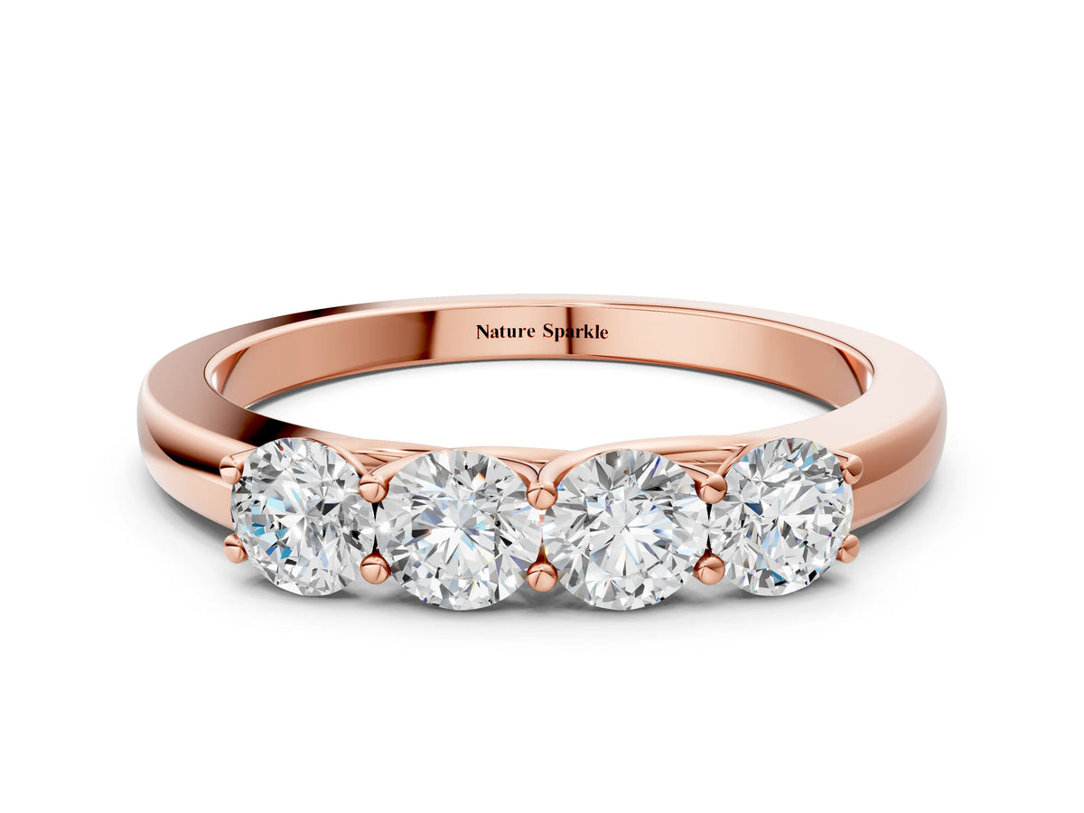Rose gold Four-Stone Round Diamond Prong-Set Band