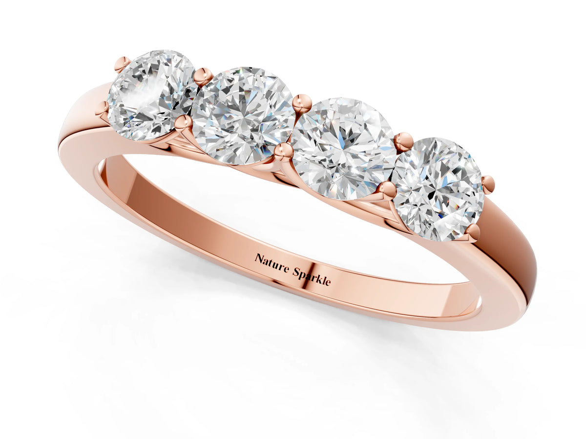 Rose gold Four-Stone Round Diamond Prong-Set Band