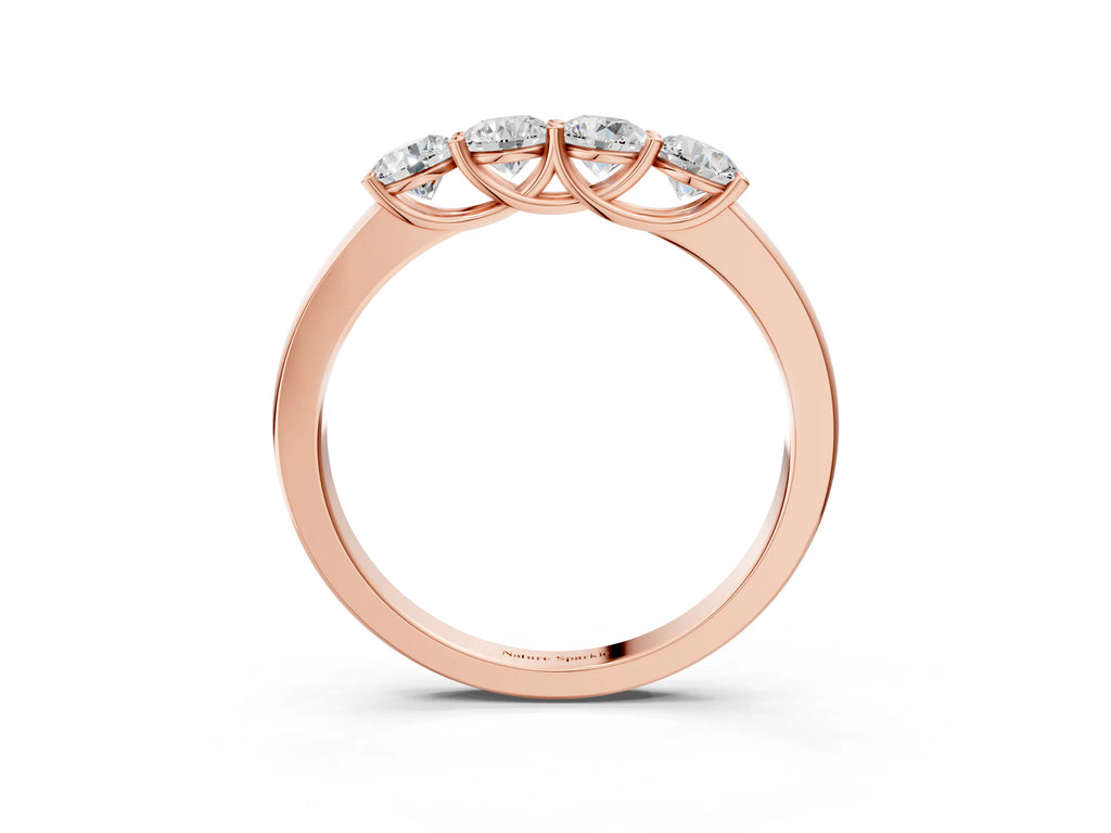 Rose gold Four-Stone Round Diamond Prong-Set Band
