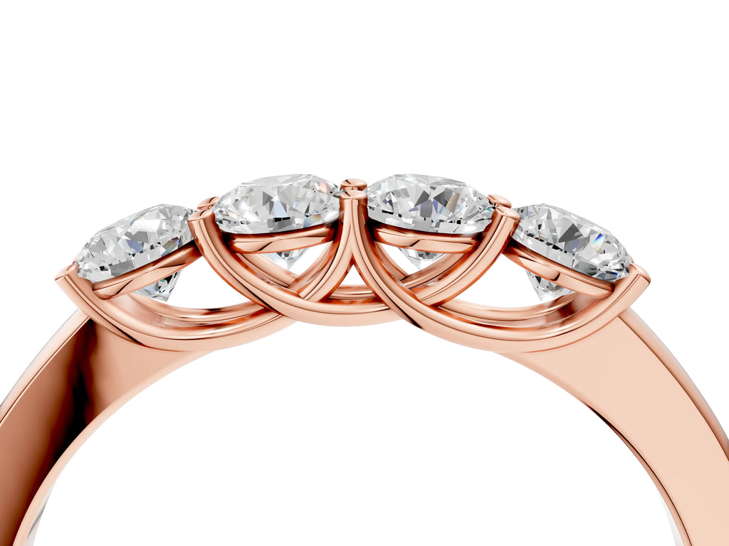 Rose gold Four-Stone Round Diamond Prong-Set Band