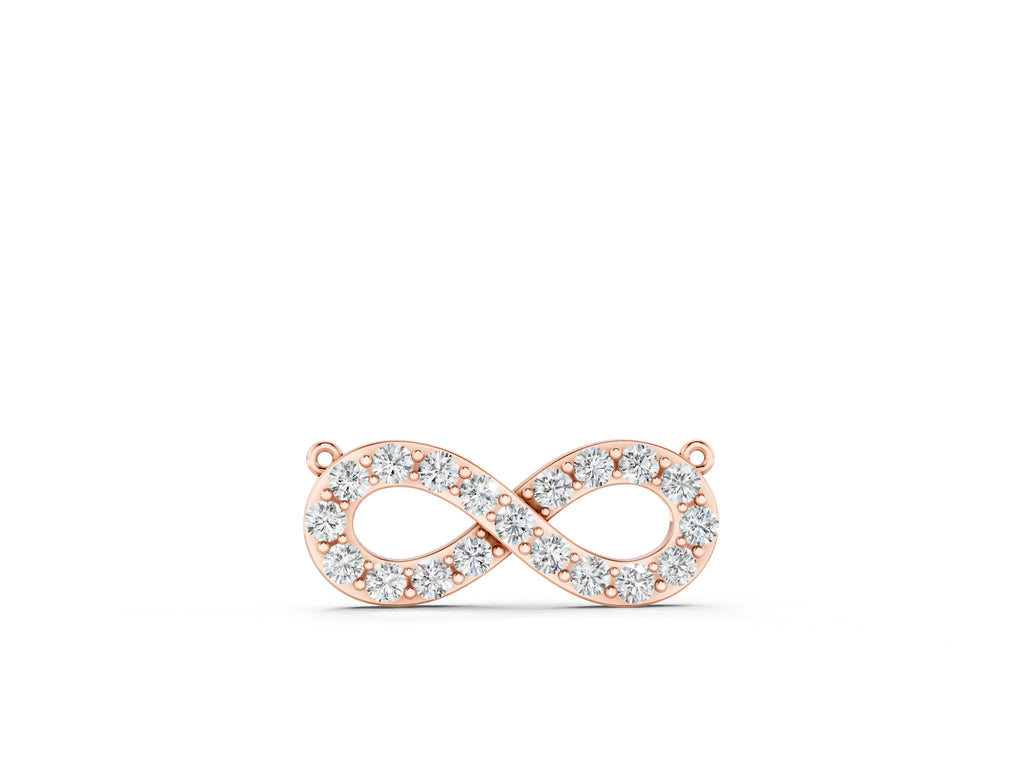 Rose gold Infinity Pendant with Round Diamond Pavé Setting