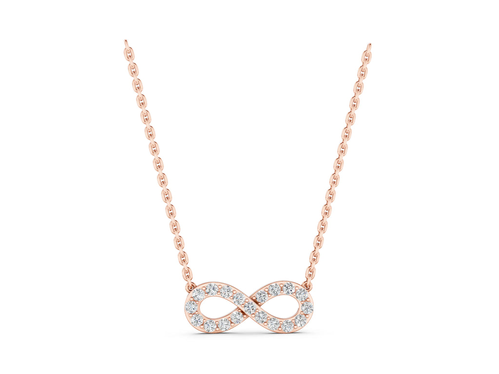 Rose gold Infinity Pendant with Round Diamond Pavé Setting