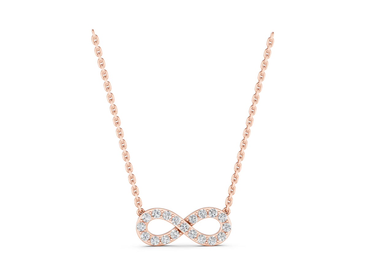 Rose gold Infinity Pendant with Round Diamond Pavé Setting
