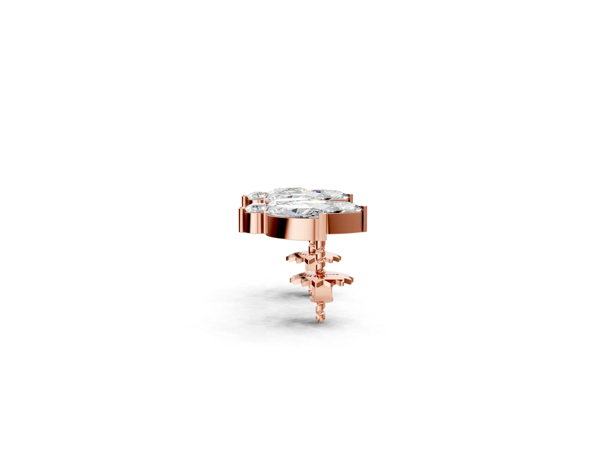 Rose gold Marquise Cluster Stud Earrings with Round Prong Setting
