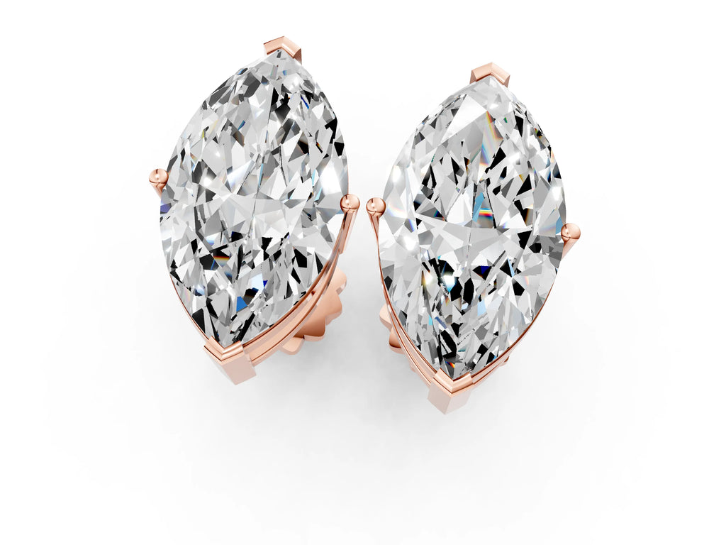 Rose gold Marquise Cut Diamond Stud Earrings