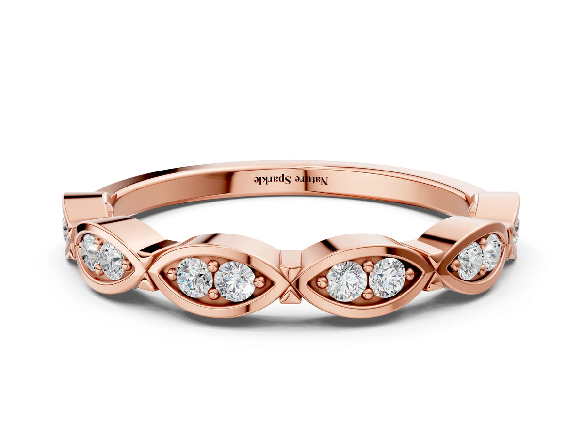 Rose gold Marquise Diamond Bezel Set Eternity Band