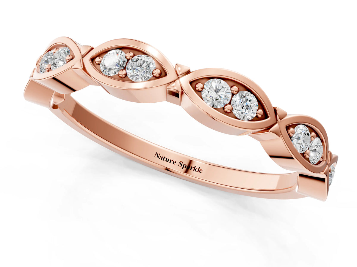 Rose gold Marquise Diamond Bezel Set Eternity Band