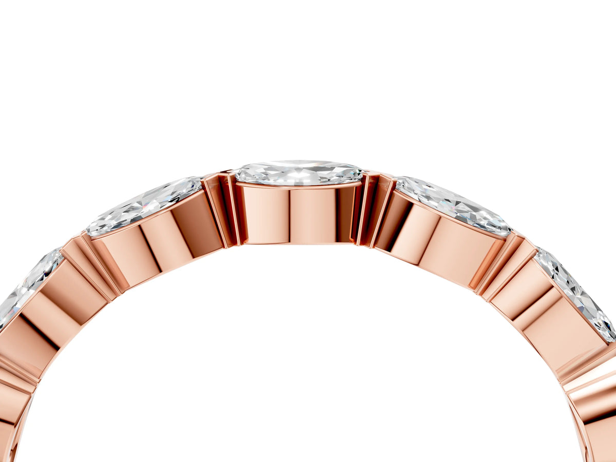 Rose gold Marquise Diamond Eternity Band with Bezel Setting