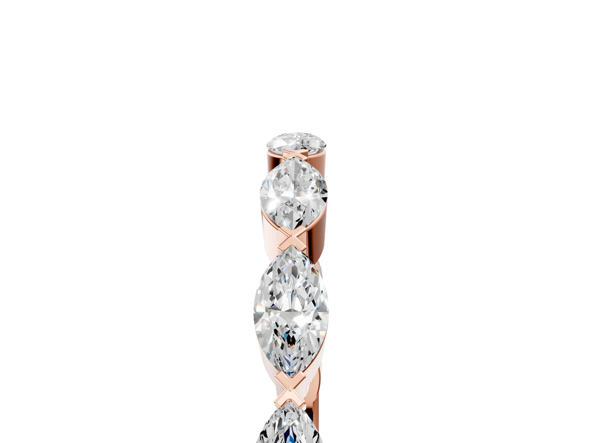 Rose gold Marquise Diamond Eternity Band with Bezel Setting