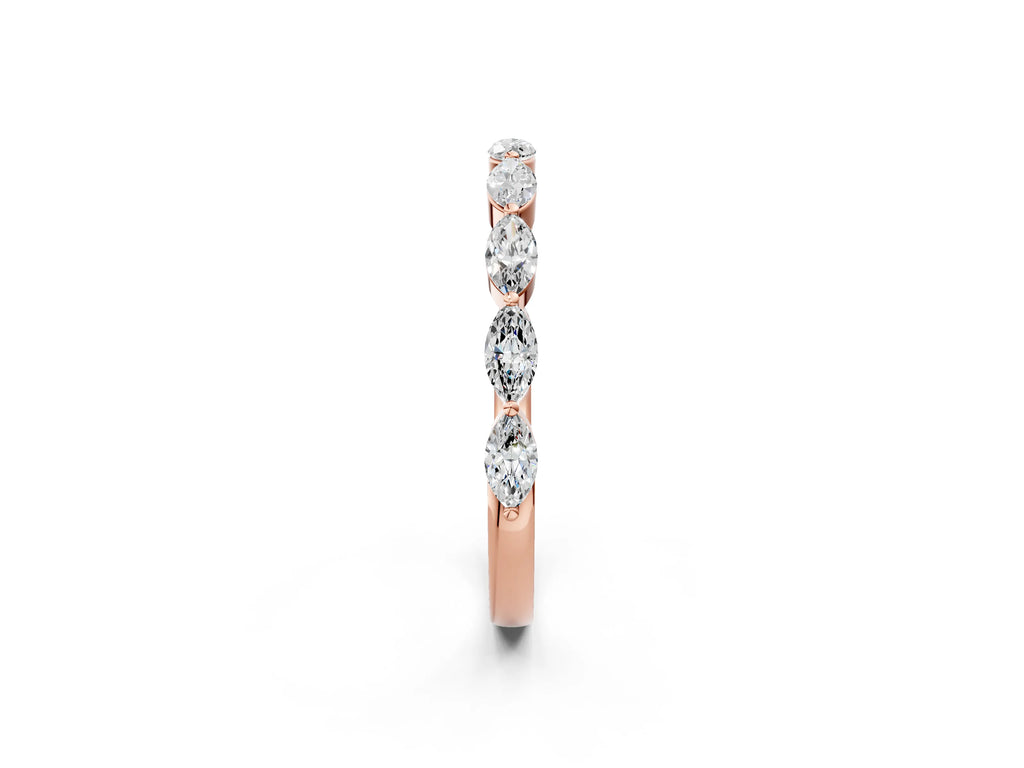 Rose gold Marquise Diamond Half Eternity Band with Prong Setting