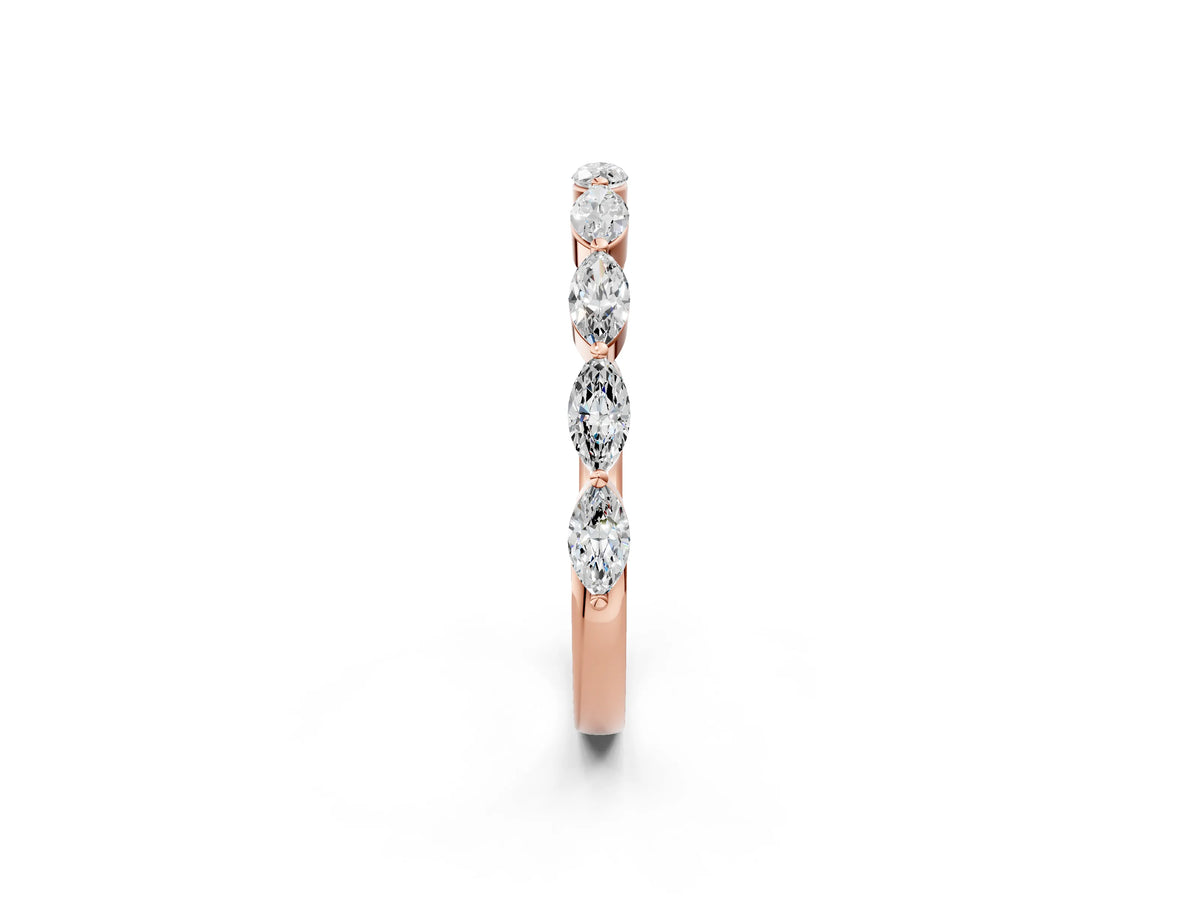 Rose gold Marquise Diamond Half Eternity Band with Prong Setting