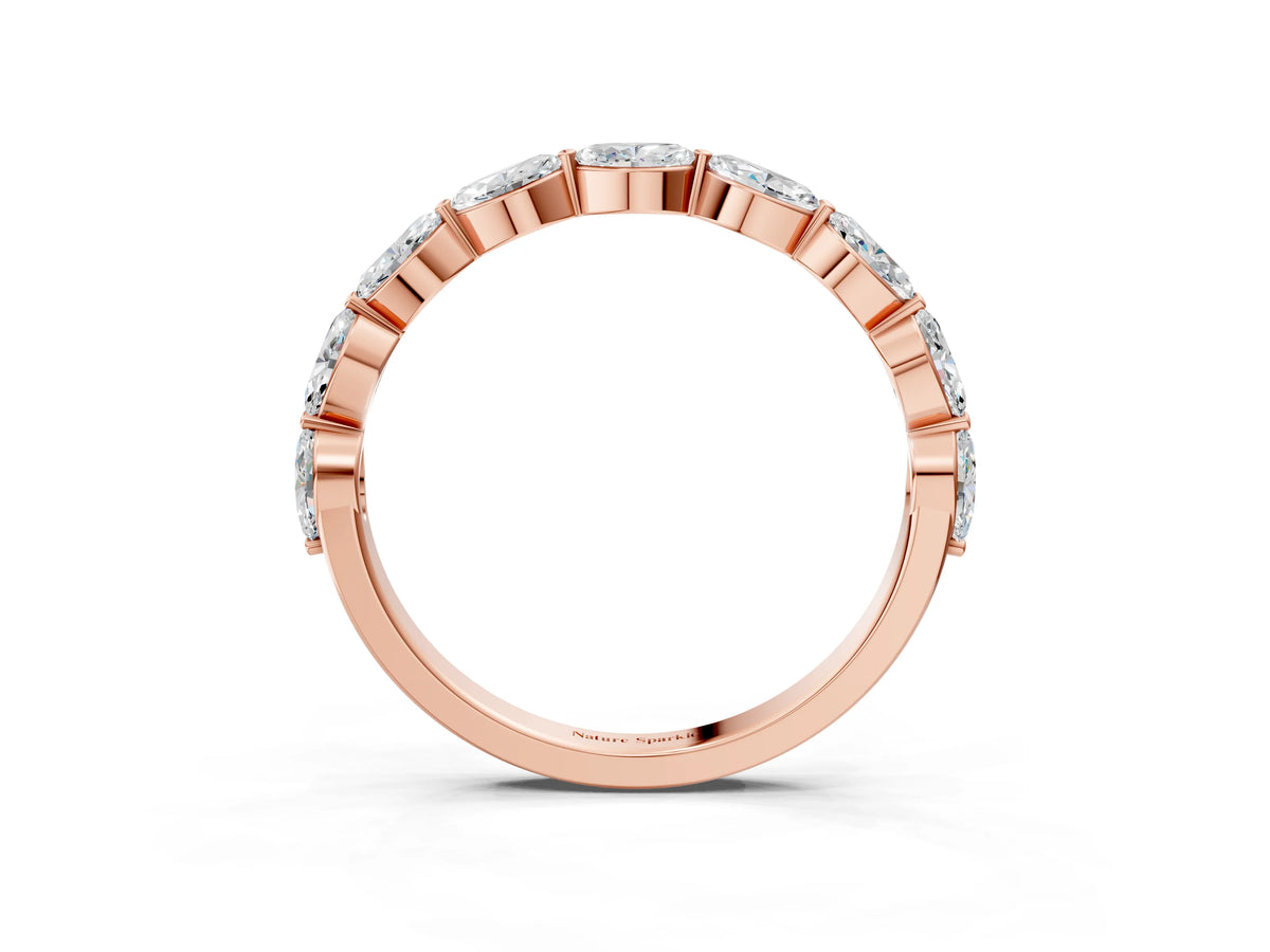 Rose gold Marquise Diamond Half Eternity Band with Prong Setting