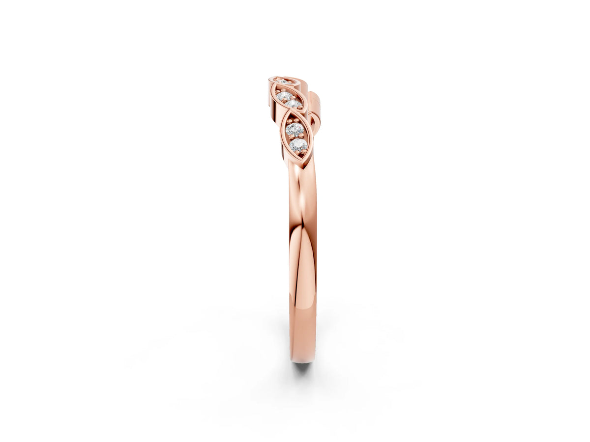 Rose gold Marquise Diamond Leaf Eternity Band with Bezel Setting