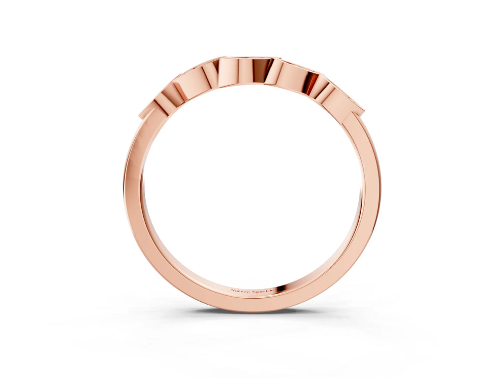 Rose gold Marquise Diamond Leaf Eternity Band with Bezel Setting