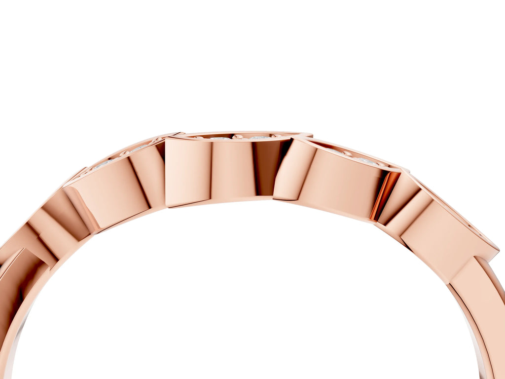 Rose gold Marquise Diamond Leaf Eternity Band with Bezel Setting