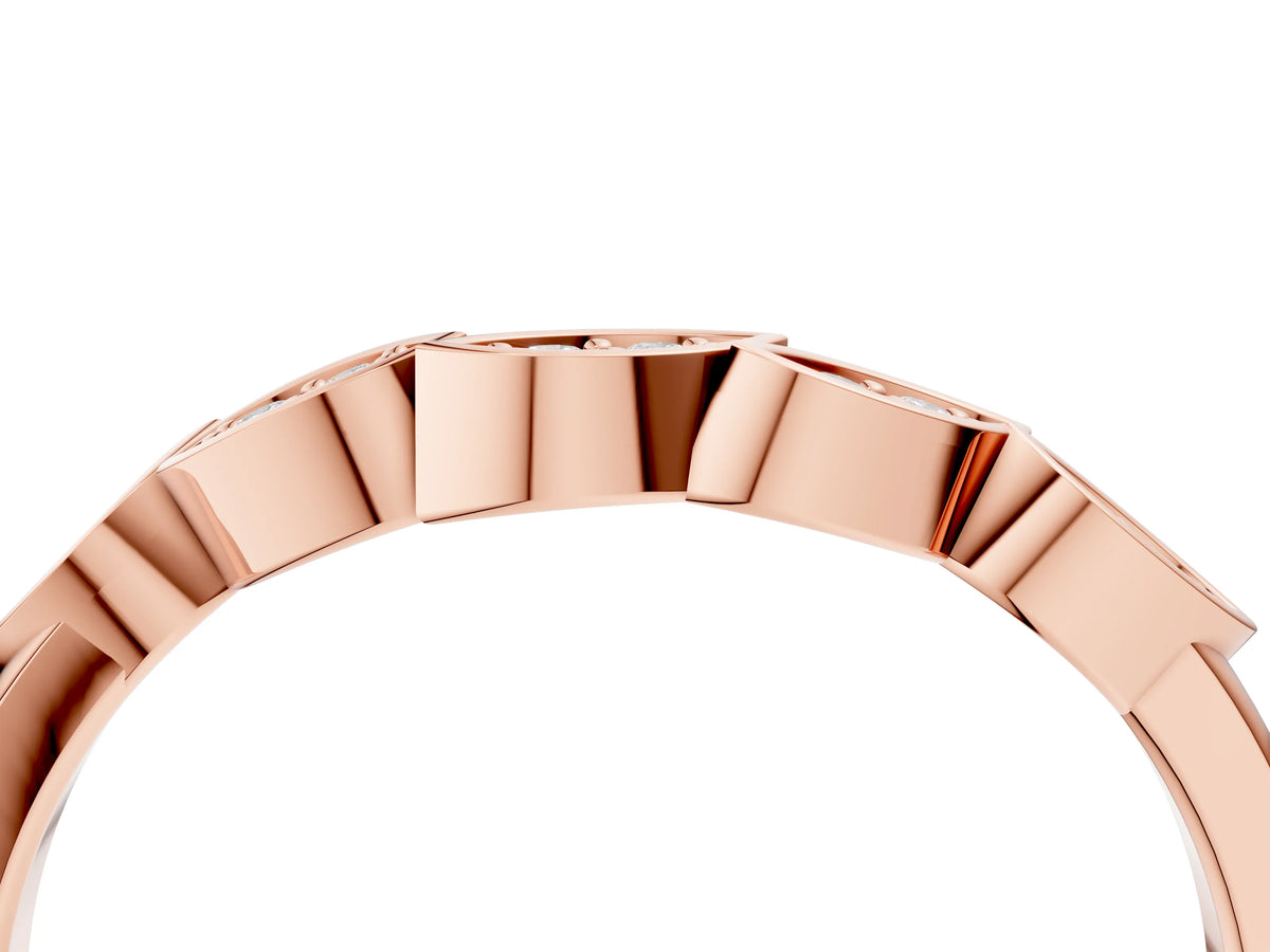 Rose gold Marquise Diamond Leaf Eternity Band with Bezel Setting