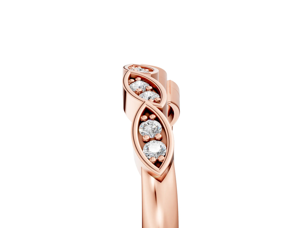 Rose gold Marquise Diamond Leaf Eternity Band with Bezel Setting