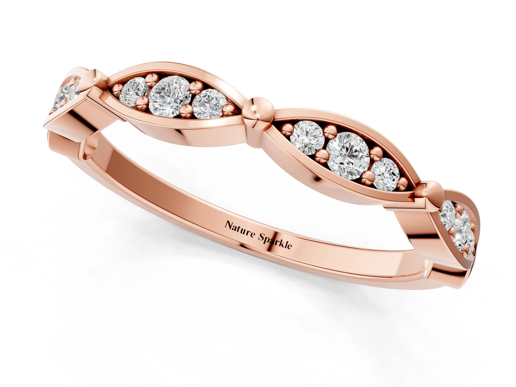 Rose gold Marquise Diamond Pavé Eternity Band with Bezel Setting
