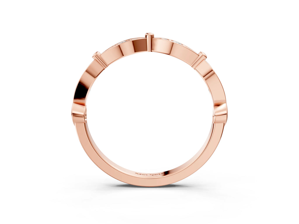 Rose gold Marquise Diamond Pavé Eternity Band with Bezel Setting