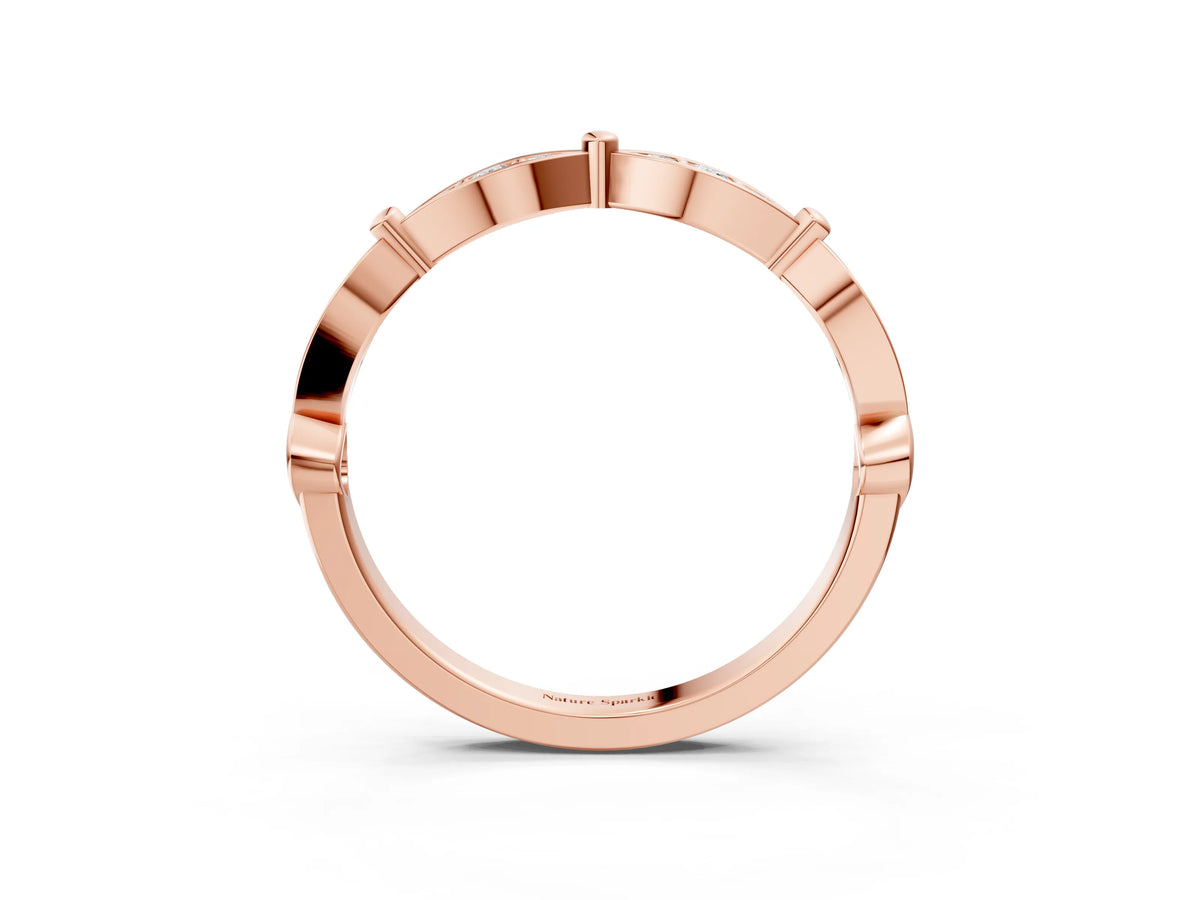 Rose gold Marquise Diamond Pavé Eternity Band with Bezel Setting