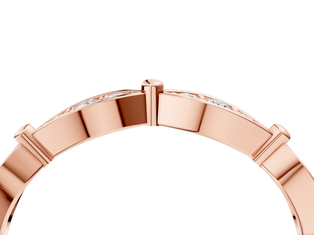 Rose gold Marquise Diamond Pavé Eternity Band with Bezel Setting