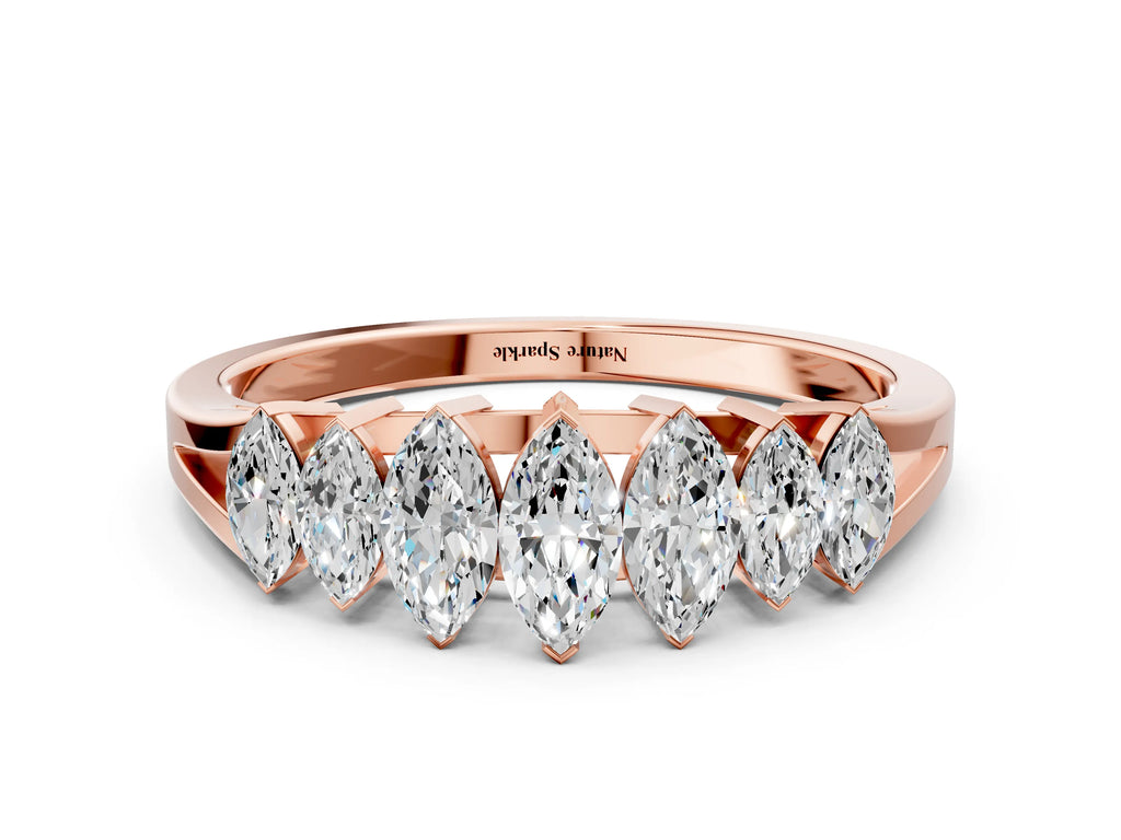 Rose gold Marquise Diamond Prong-Set Half-Eternity Band