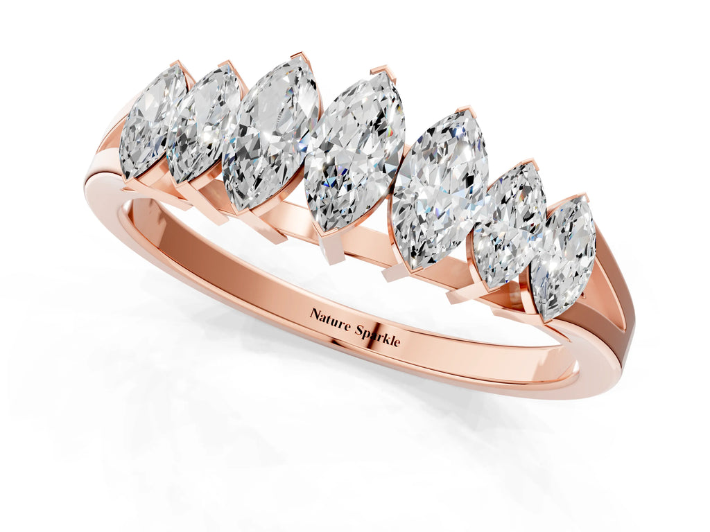 Rose gold Marquise Diamond Prong-Set Half-Eternity Band