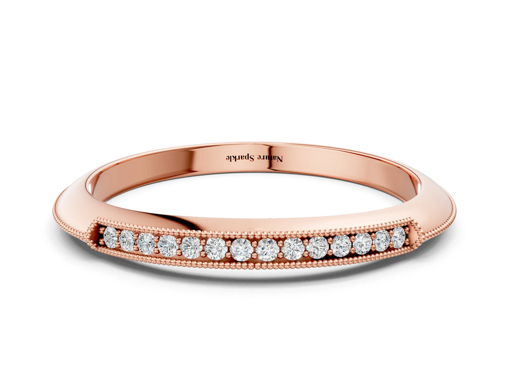 Rose gold Milgrain Round Diamond Pavé Set Half Eternity Band