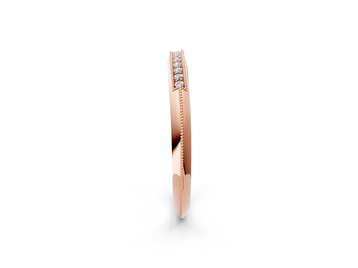 Rose gold Milgrain Round Diamond Pavé Set Half Eternity Band