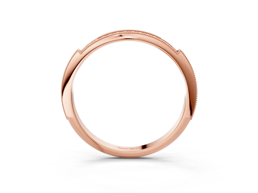 Rose gold Milgrain Round Diamond Pavé Set Half Eternity Band