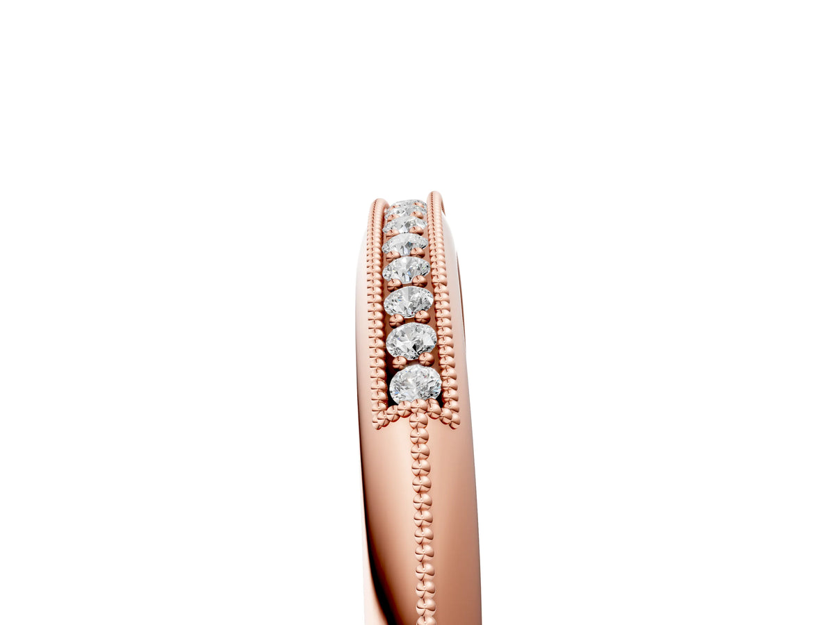 Rose gold Milgrain Round Diamond Pavé Set Half Eternity Band