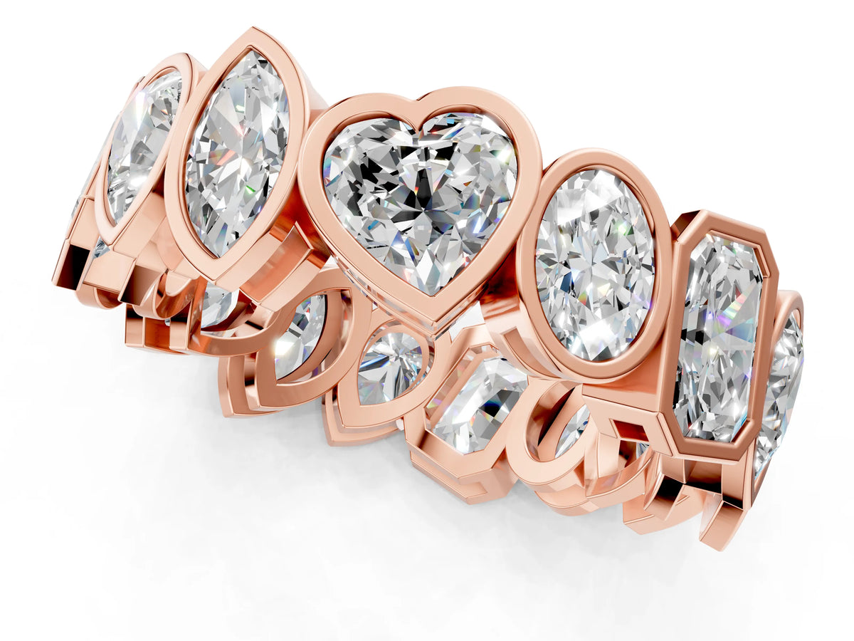 Rose gold Mixed Shape Diamond Bezel Set Eternity Wedding Band