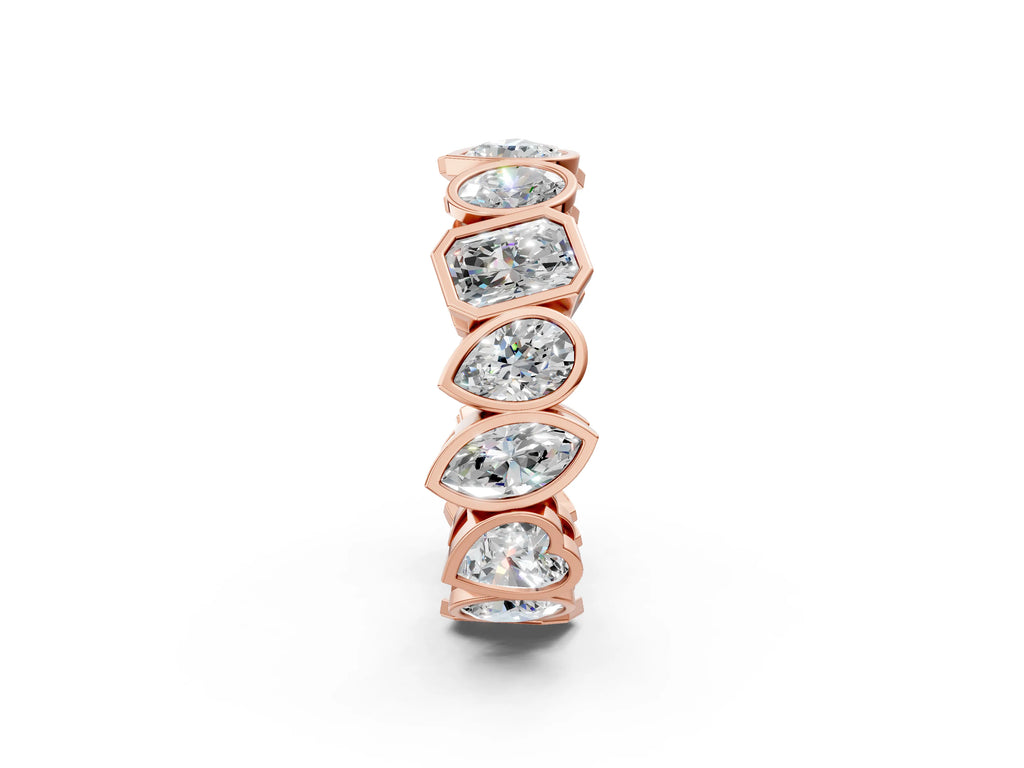 Rose gold Mixed Shape Diamond Bezel Set Eternity Wedding Band